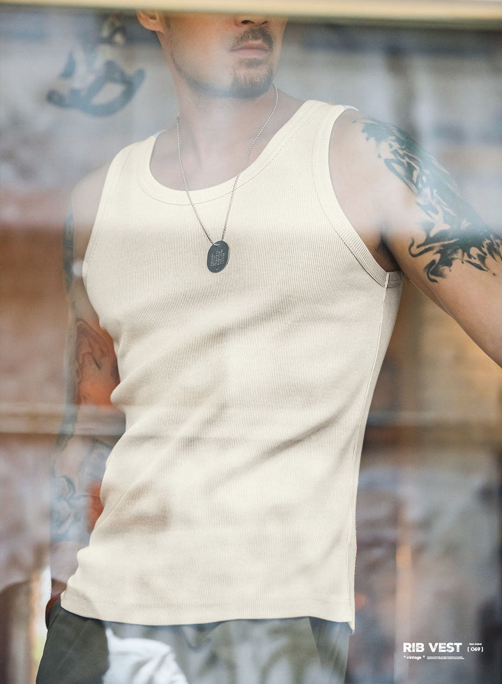 Men's Slim Fit Ribbed Sleeveless Shirt