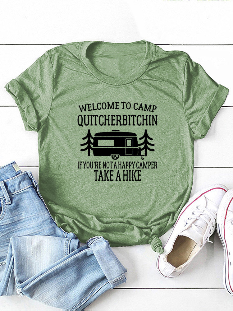 Damen T-Shirt mit Camp-Slogan-Grafik