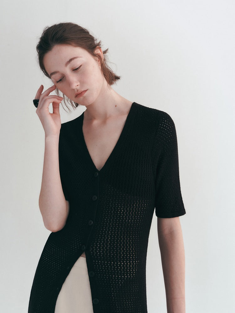 Lightweight Hollow Knit Cardigan for All Seasons