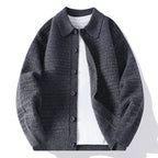 Men's Waffle Knit Cardigan - Cozy and Stylish Layering Piece Gray