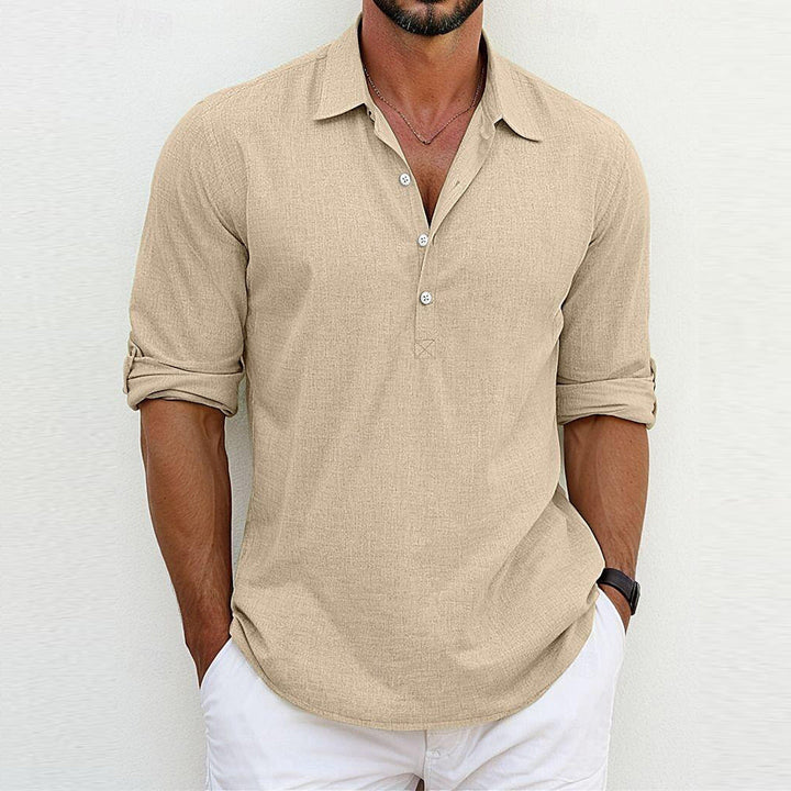 Linen Polo Shirt for Summer Casual Wear Modern Essentials-MODAUTLET