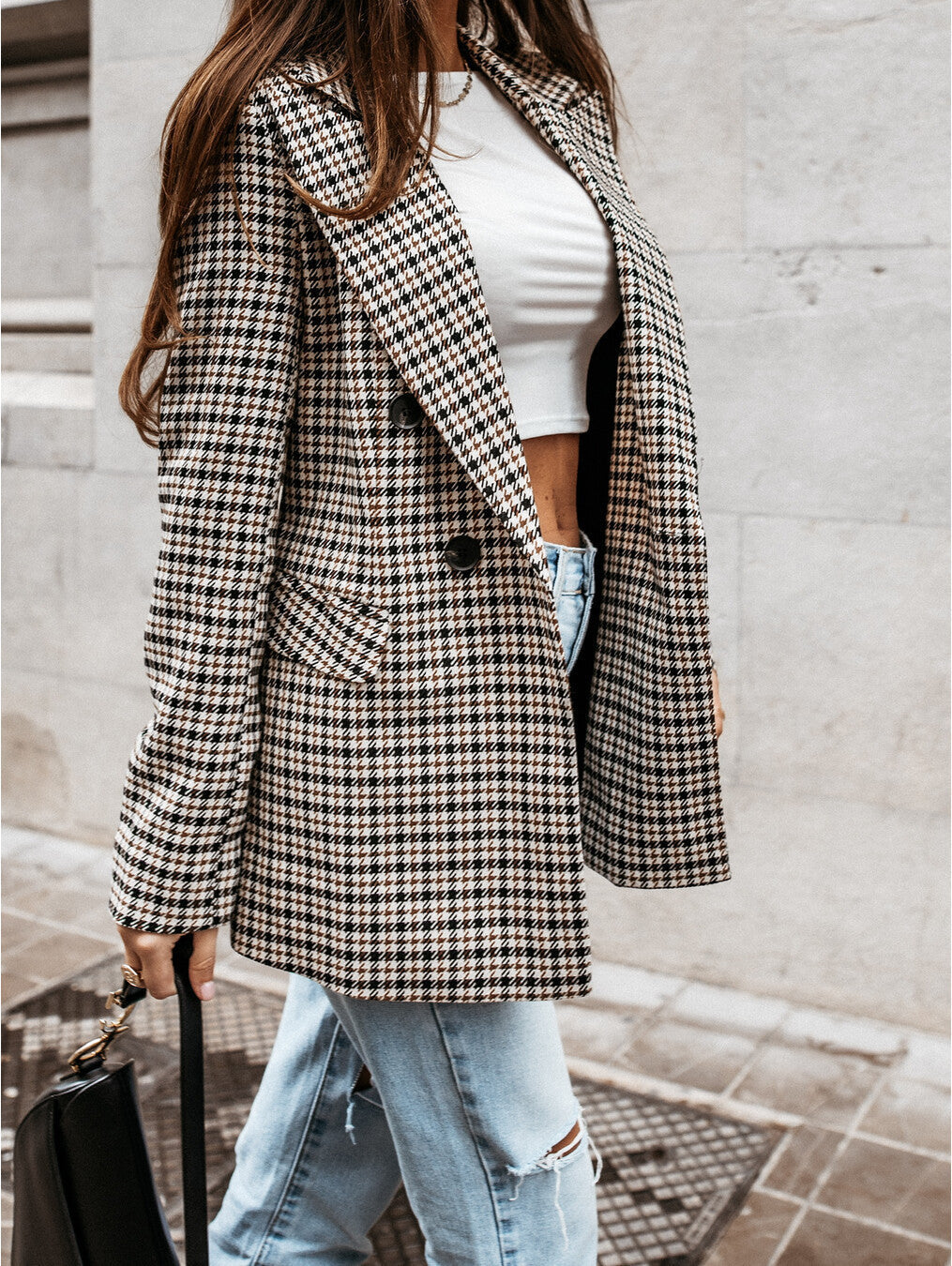 Classic Plaid Tailored Blazer-MODAUTLET