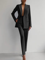 Luxury Women's Two Piece Suit Blazer Black