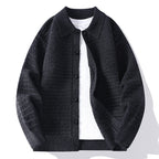 Men's Waffle Knit Cardigan - Cozy and Stylish Layering Piece Black