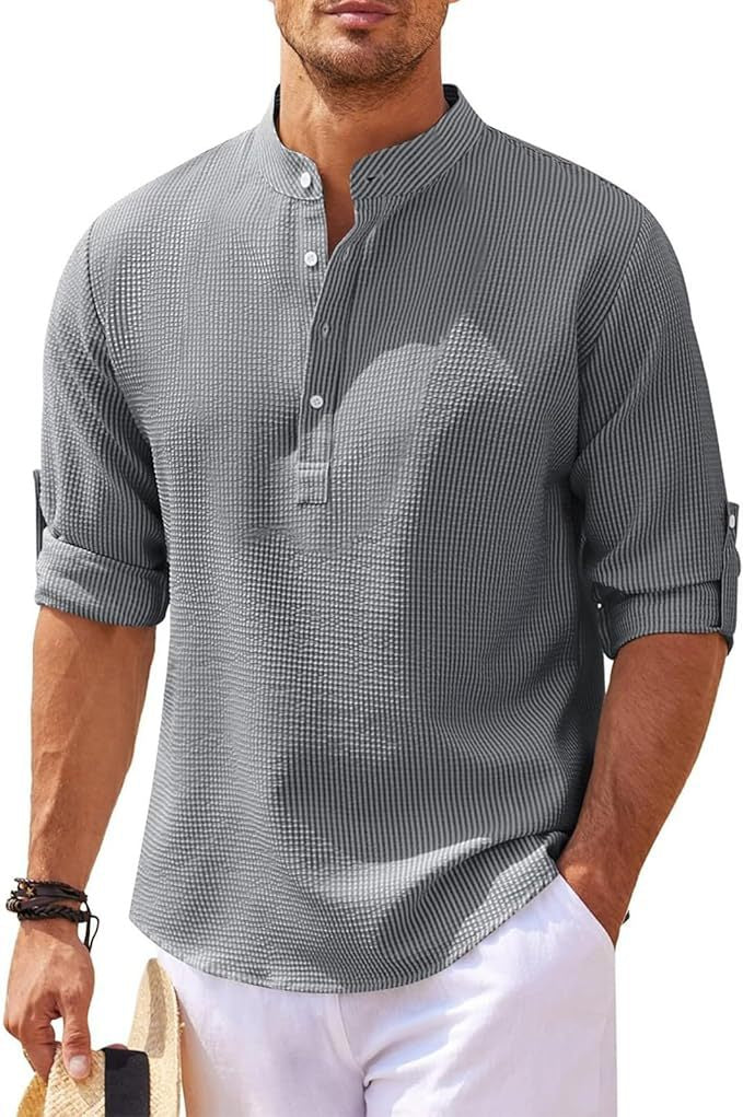 Men's Casual Long Sleeve Henley Shirt