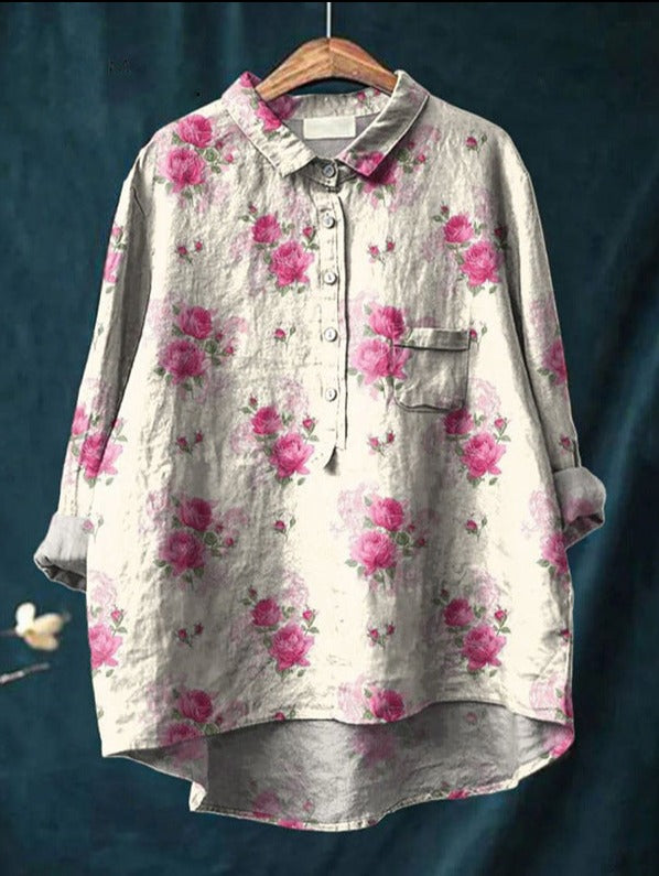 Women's Vintage French Blouse Print 7