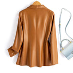 Women's Stylish Leather Blazer for the Modern Boss