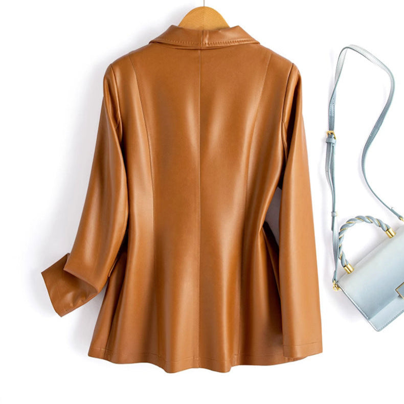 Women's Stylish Leather Blazer for the Modern Boss