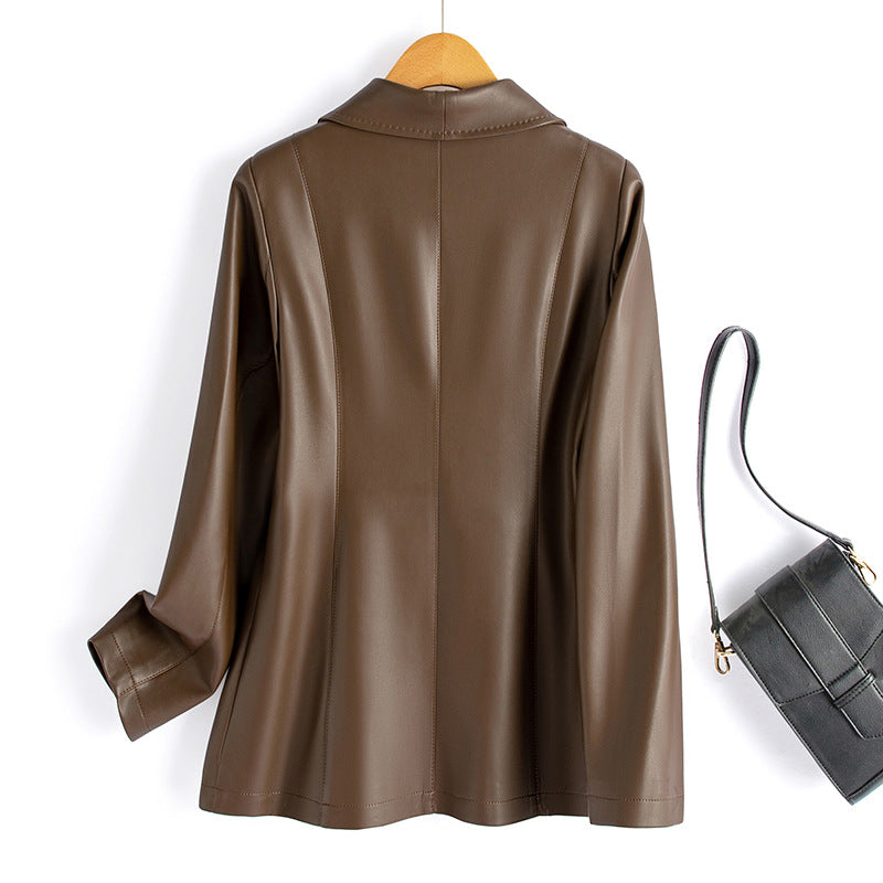 Women's Stylish Leather Blazer for the Modern Boss