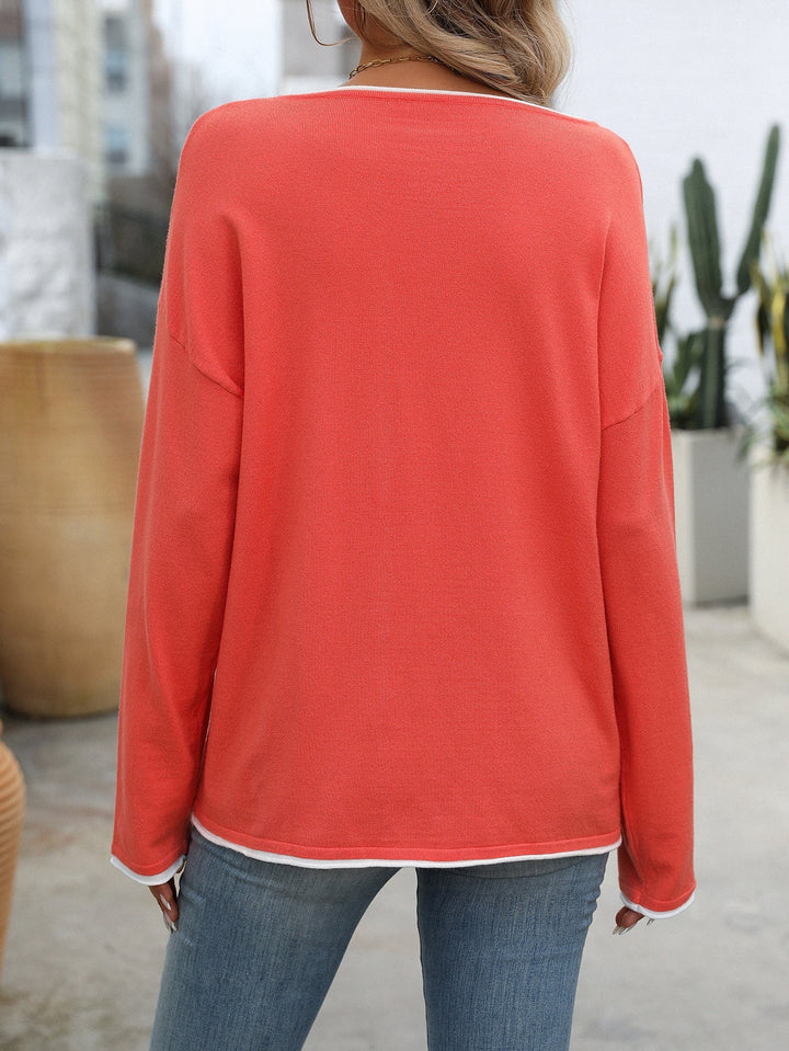 Women's Contrast Trim Long Sleeve Shirt
