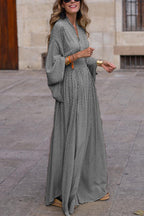 Women's Printed Maxi Dress – Effortless Elegance for Every Occasion Grey