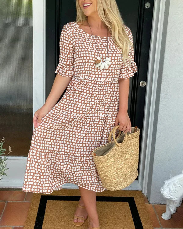 Damen Midikleid mit lockerem Schnitt und Punkten