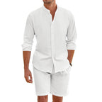 Men’s Beach Shirt & Drawstring Short Set White