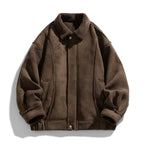 Men's Suede Shearling Jacket - Stylish and Cozy Outerwear Brown