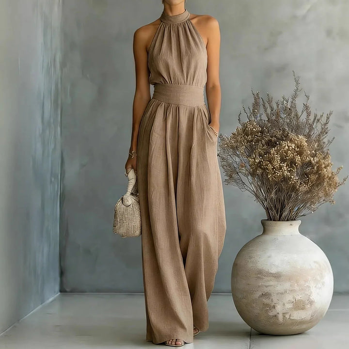 Florence | Mono de mujer sin mangas con cuello halter y pantalones anchos