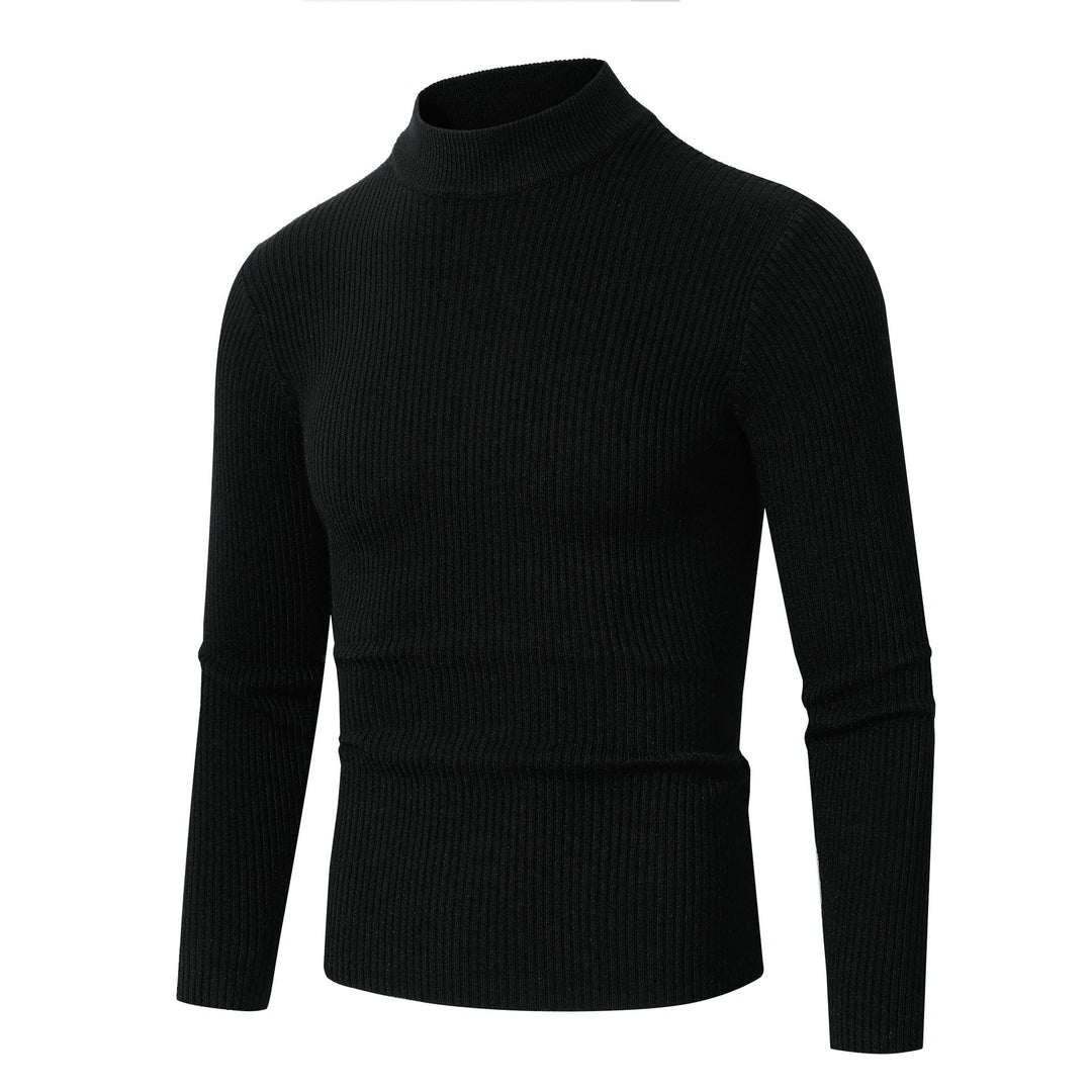 Men's Slim Fit Ribbed Turtleneck Sweater Long Sleeve Black