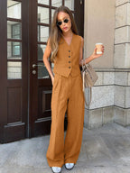 Women's Stylish & Comfortable Breathable Cotton-Linen Two-Piece Set