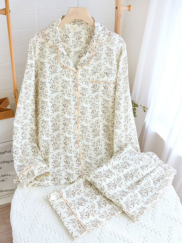 Hazel | Pijama Feminino Floral de Manga Comprida