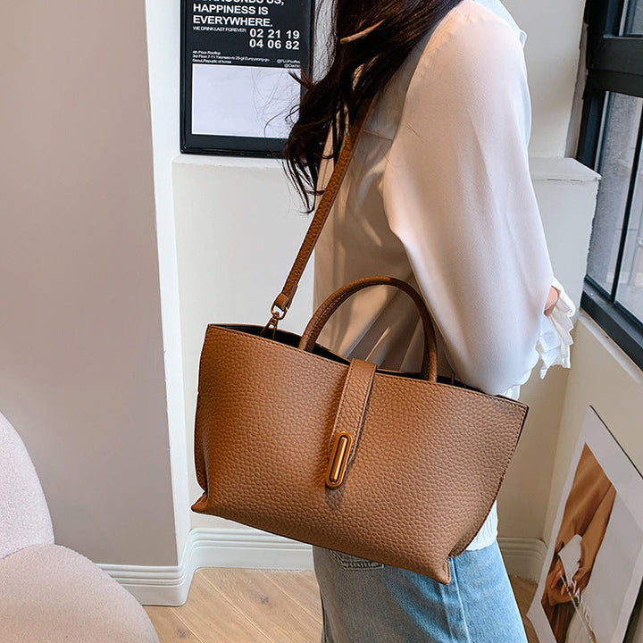 Women's Litchi Pattern Shoulder Bucket Bag-MODAUTLET