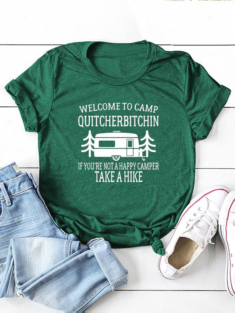 Damen T-Shirt mit Camp-Slogan-Grafik