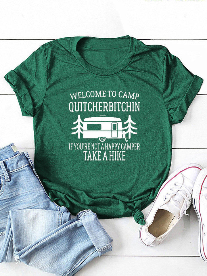Damen T-Shirt mit Camp-Slogan-Grafik