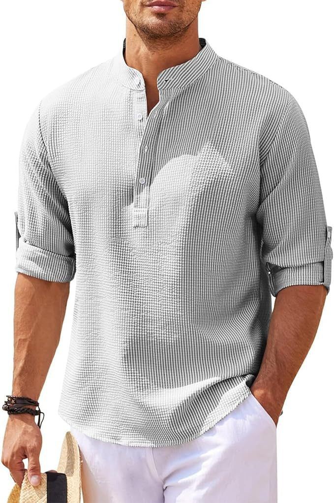 Men's Casual Long Sleeve Henley Shirt