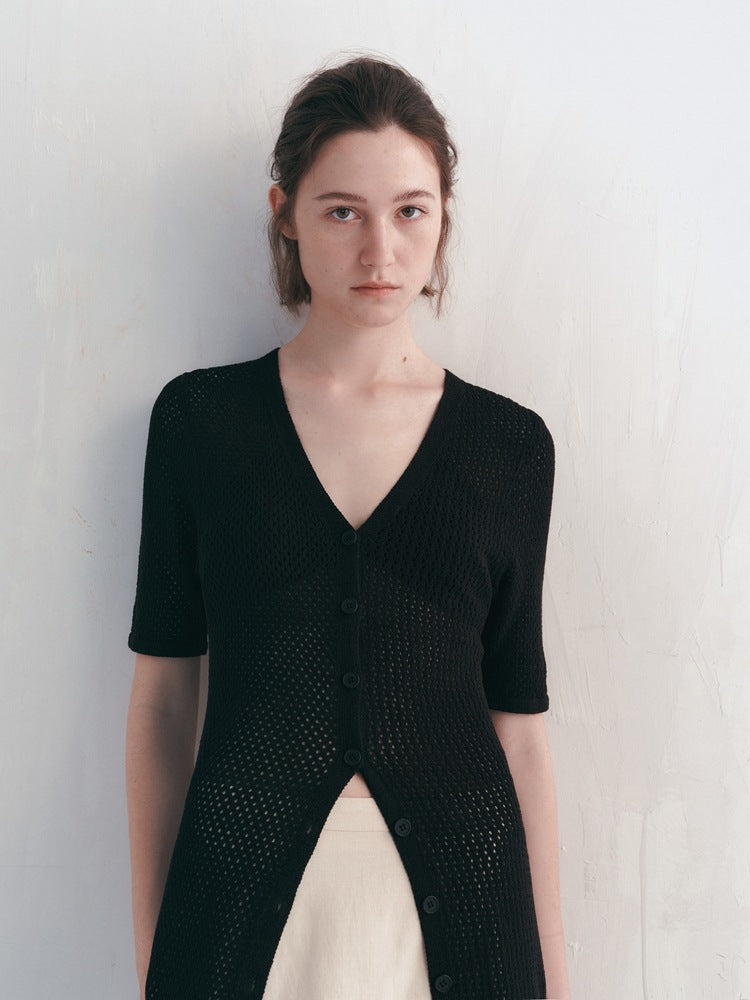Lightweight Hollow Knit Cardigan for All Seasons
