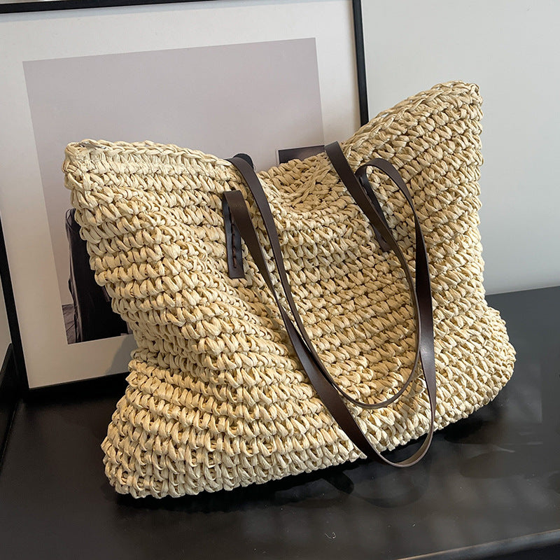 Women's Summer Woven Shoulder Bag Khaki