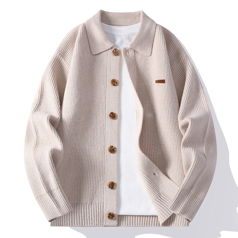 Men's Merino Fleece Jacket - Warm & Stylish Outerwear Beige