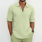 Linen Polo Shirt for Summer Casual Wear Modern Essentials Light Green