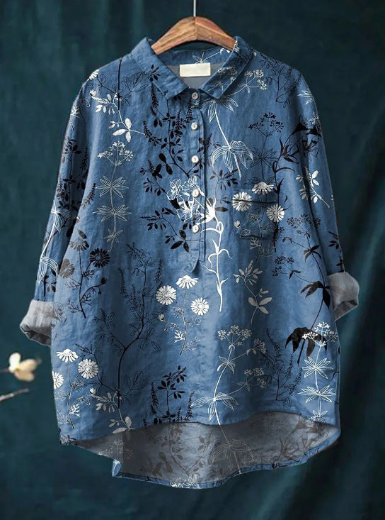 Women's Vintage French Blouse Print 9