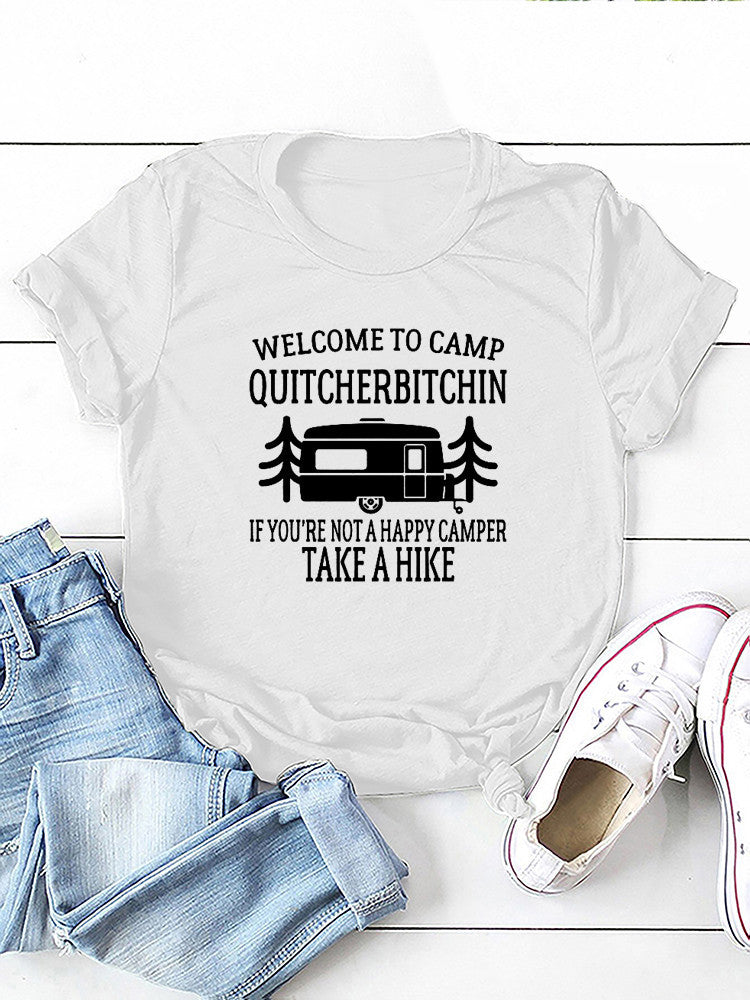 Damen T-Shirt mit Camp-Slogan-Grafik
