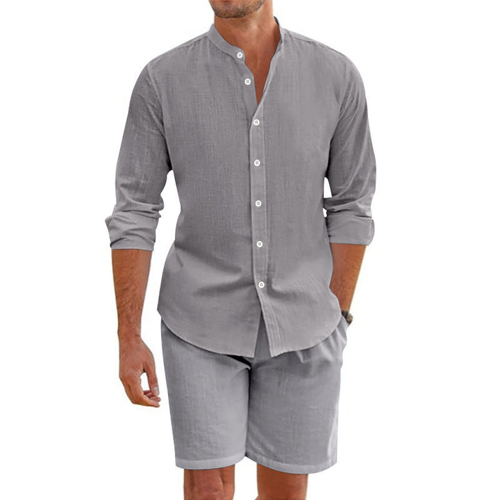 Men’s Beach Shirt & Drawstring Short Set-MODAUTLET