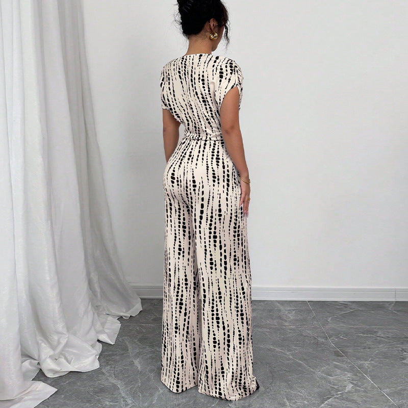 Noelle | Bedruckter One-Shoulder-Jumpsuit für Damen mit weitem Bein