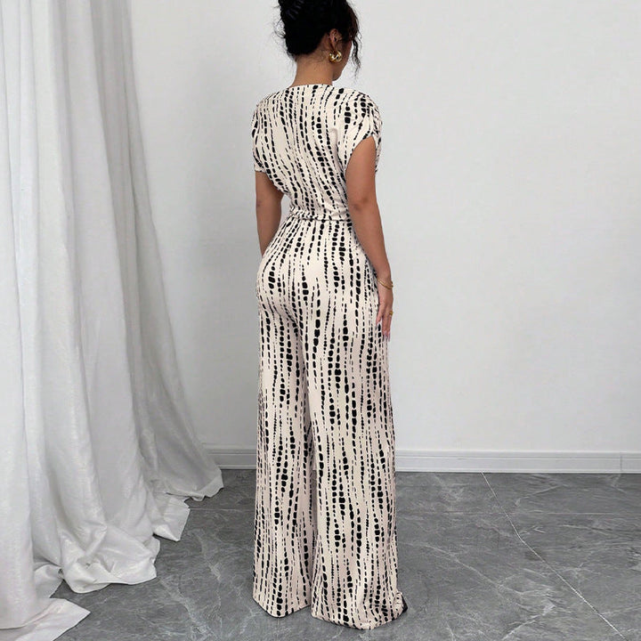 Noelle | Bedruckter One-Shoulder-Jumpsuit für Damen mit weitem Bein