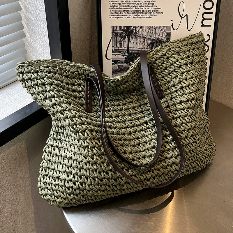 Women's Summer Woven Shoulder Bag Green