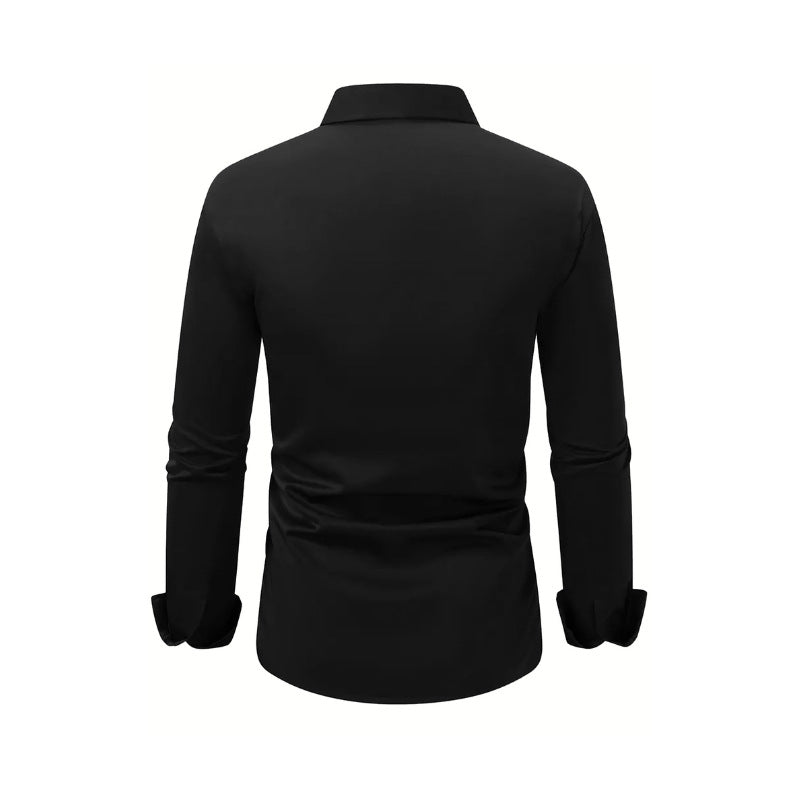 Men's Summer Solid Color Long Sleeve Lapel Shirt