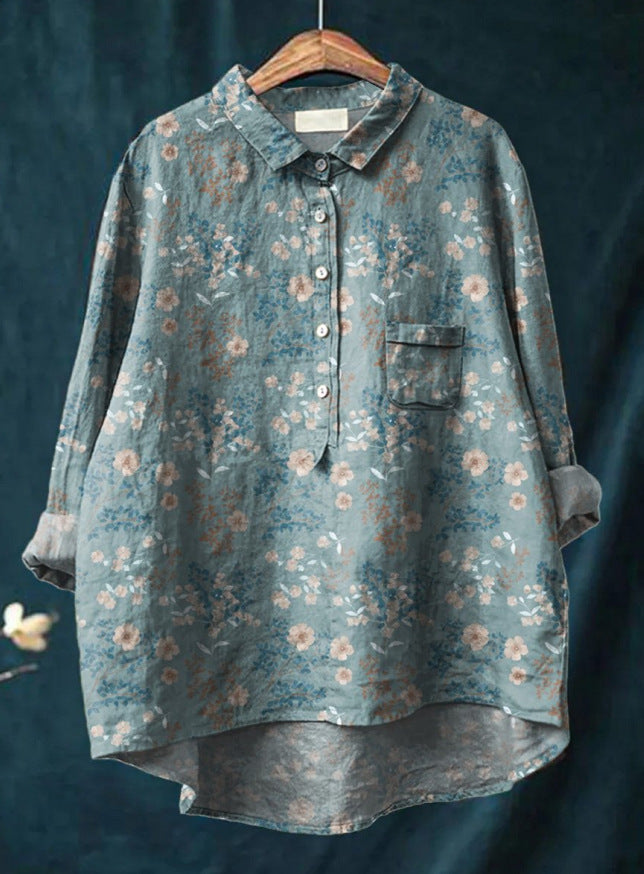 Women's Vintage French Blouse Print 6