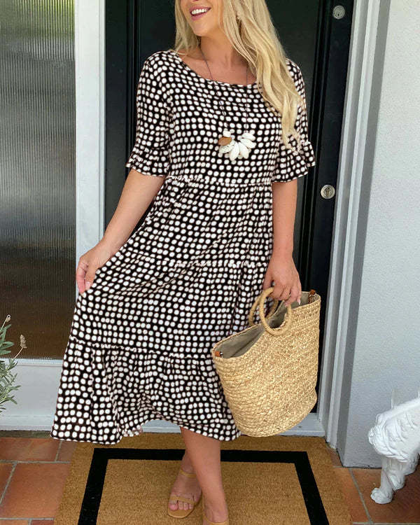 Damen Midikleid mit lockerem Schnitt und Punkten