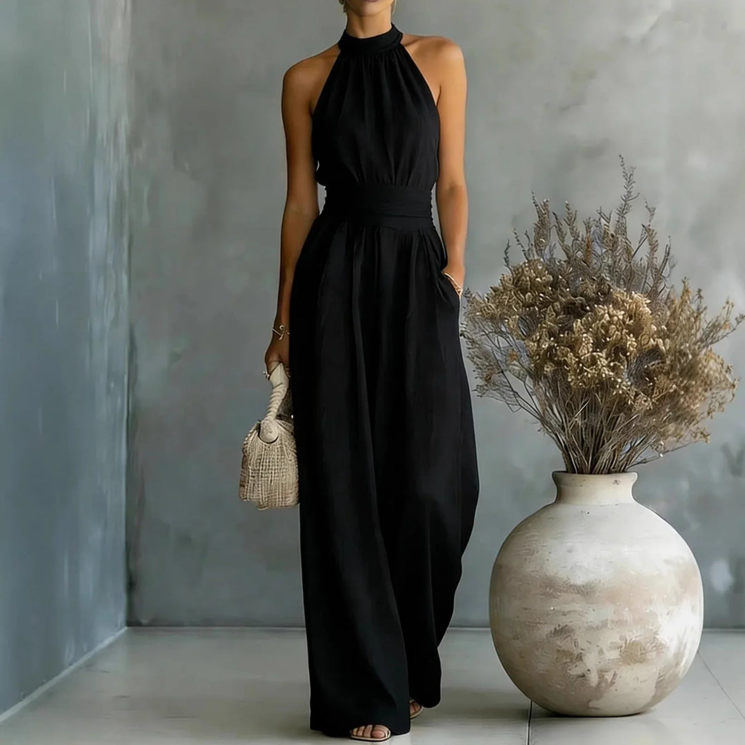 Florence | Mono de mujer sin mangas con cuello halter y pantalones anchos
