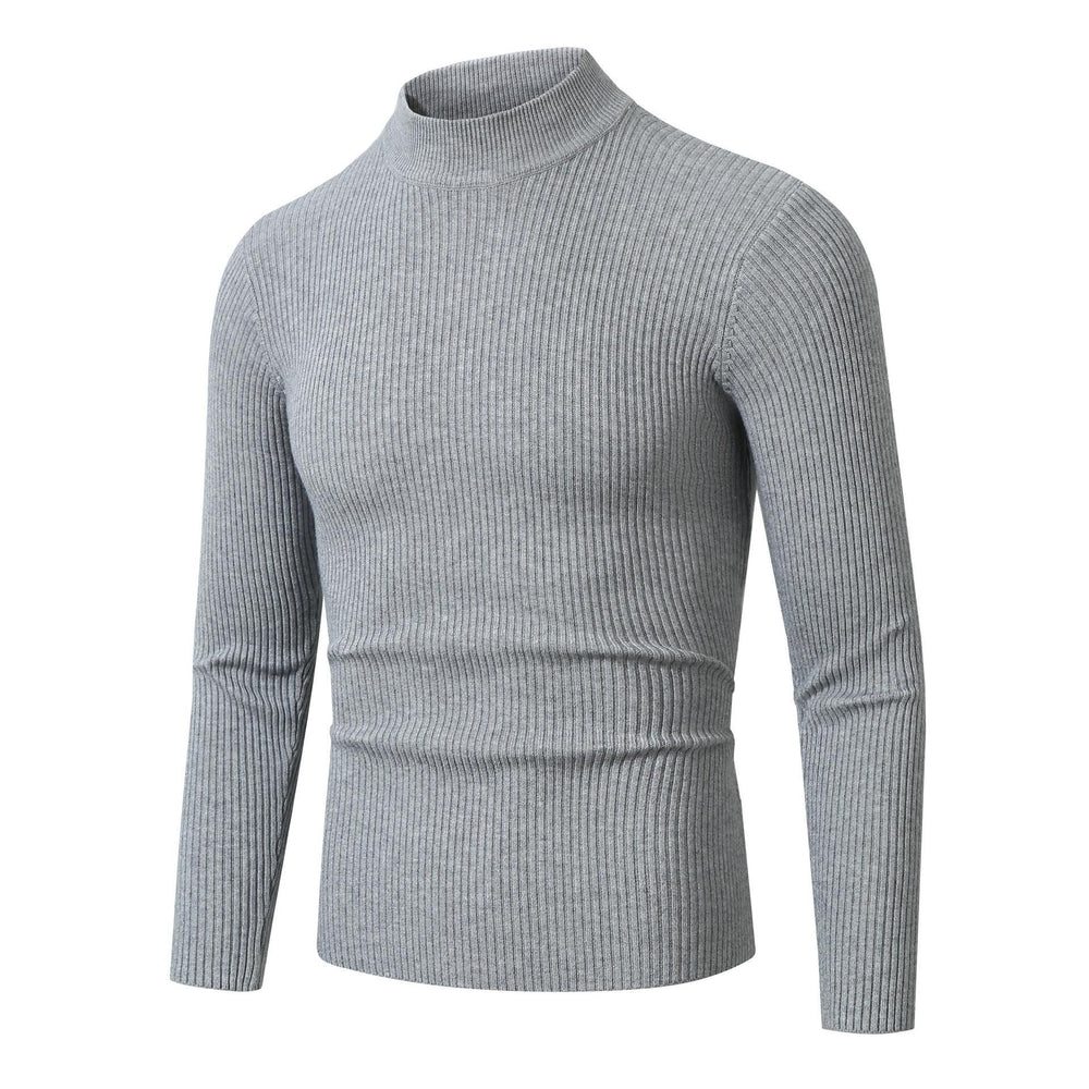 Men's Slim Fit Ribbed Turtleneck Sweater Long Sleeve Gray