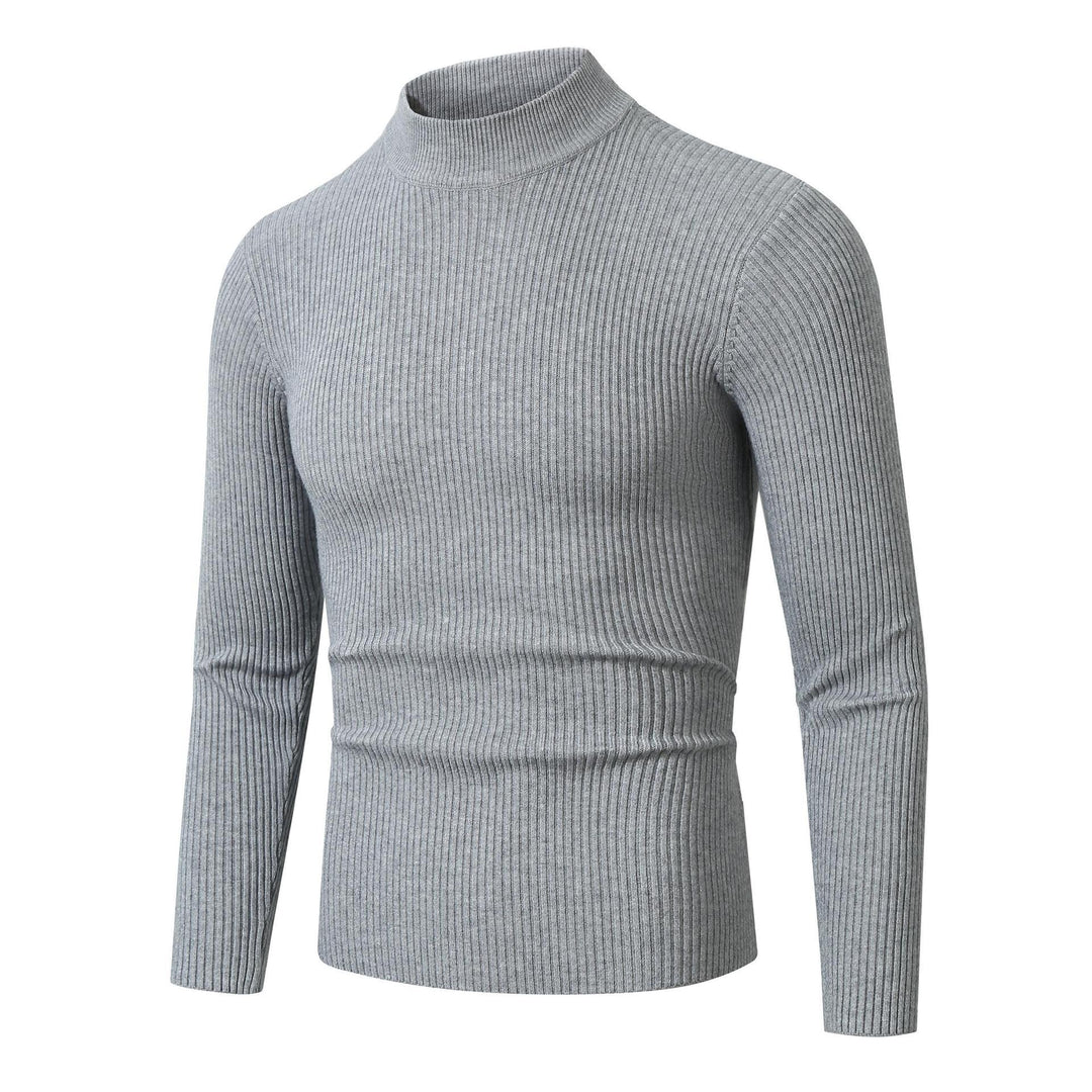 Men's Slim Fit Ribbed Turtleneck Sweater Long Sleeve Gray