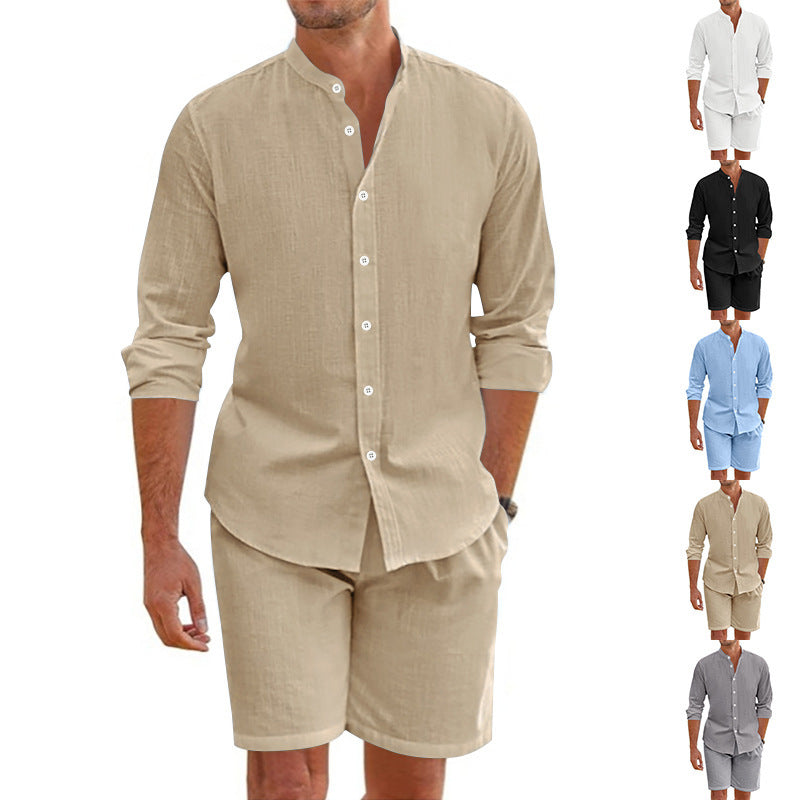 Men’s Beach Shirt & Drawstring Short Set-MODAUTLET