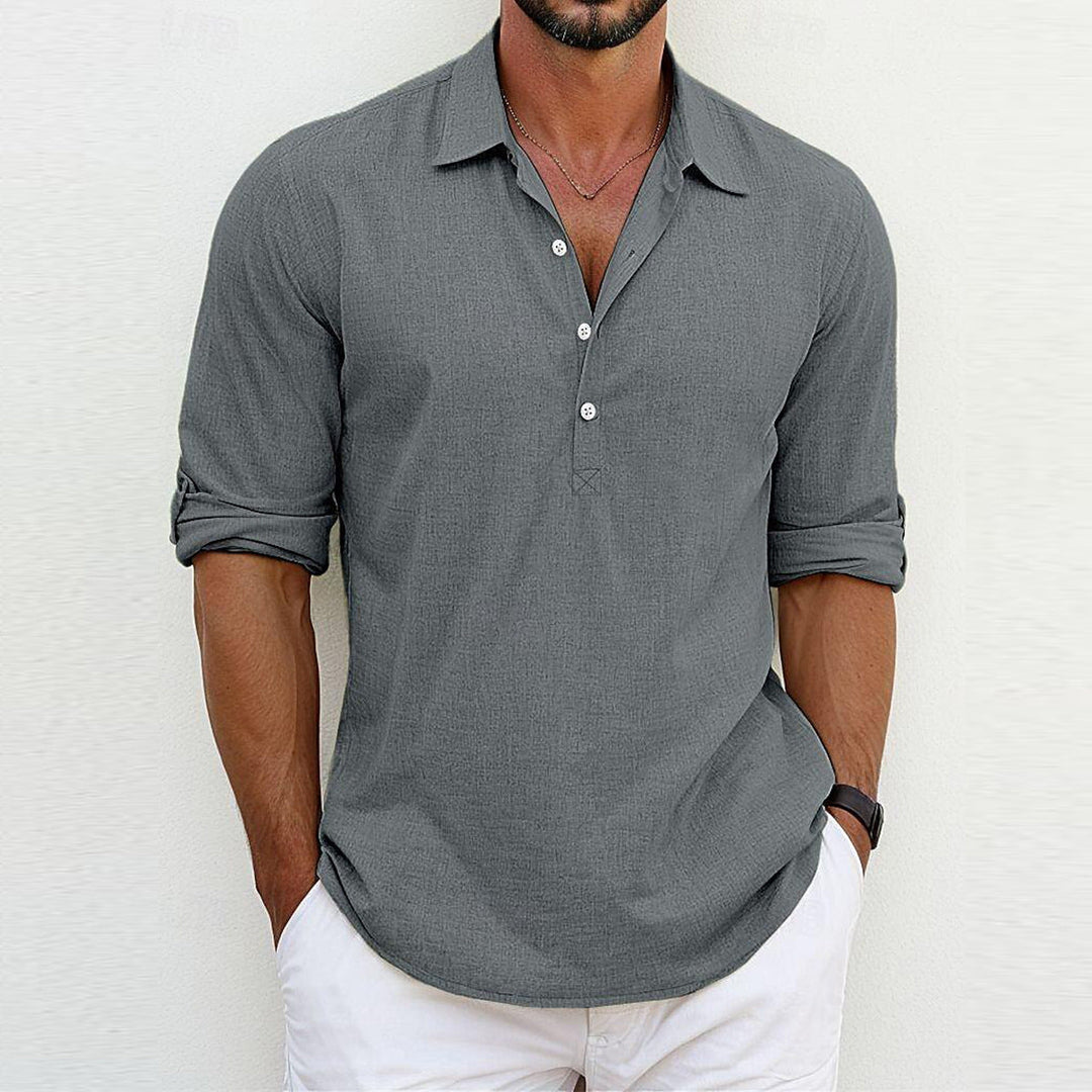 Linen Polo Shirt for Summer Casual Wear Modern Essentials-MODAUTLET