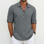 Linen Polo Shirt for Summer Casual Wear Modern Essentials Grey
