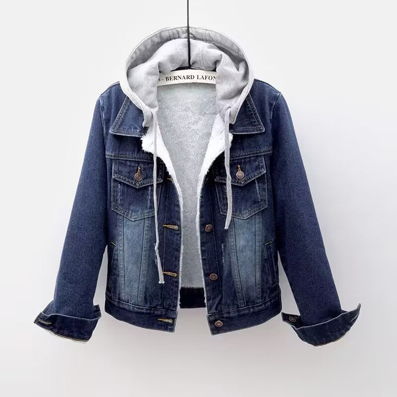 Plaza Sherpa-Lined Denim Jacket – Cozy & Stylish Dark Blue