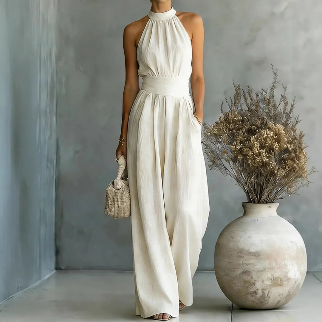 Florence | Mono de mujer sin mangas con cuello halter y pantalones anchos