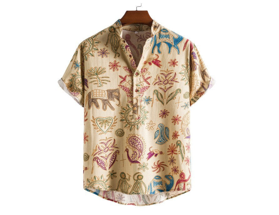 Men's Plus Size 3D Digital Print Short Sleeve Shirt 2style