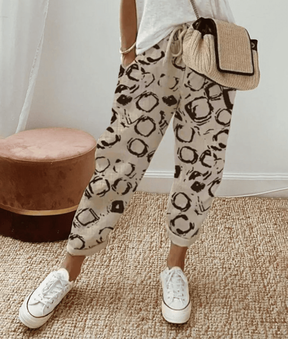 Women's Flattering Fit Trouser with Comfort Waistband and Print-MODAUTLET