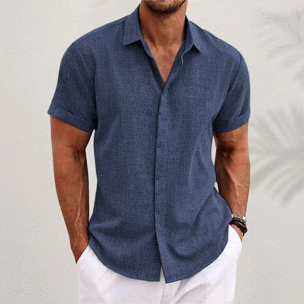 Camisa ligera de lino para hombre de manga corta para uso en verano
